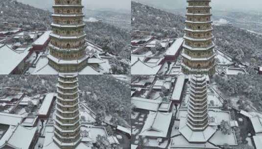 山西洪洞广胜寺雪景高清在线视频素材下载