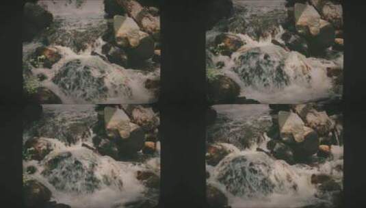 河流在森林8毫米电影风格中流过岩石高清在线视频素材下载