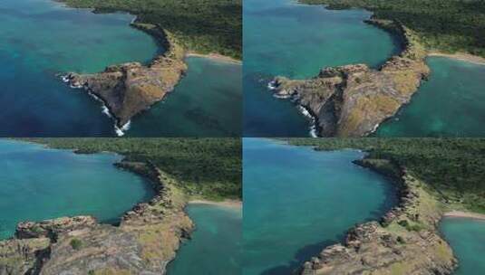 科摩罗群岛海滨龙背火山岩组海岸线鸟瞰图高清在线视频素材下载