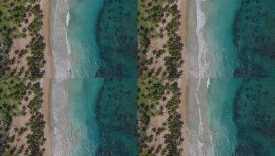 空中俯瞰海岸沙滩及碧蓝海水的美丽景色高清在线视频素材下载