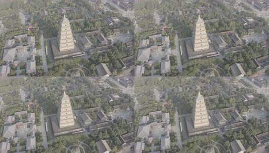 航拍视角下的西安大雁塔全景高清在线视频素材下载