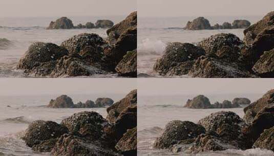 大海海浪 拍打礁石高速升格高清在线视频素材下载