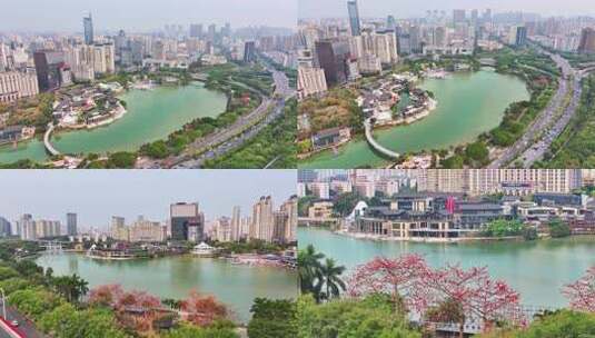 南宁民歌湖国际音乐小镇航拍视频素材高清在线视频素材下载