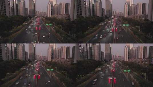 深圳滨河大道城市道路高楼车流景观高清在线视频素材下载