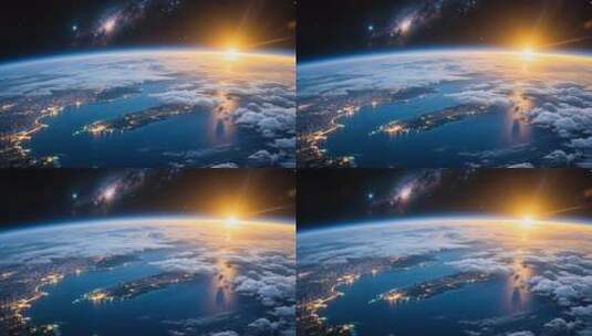 地球日出太空视角景观高清在线视频素材下载