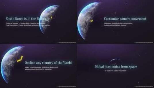 现代化科技感全球经济信息图展示片场AE模板高清AE视频素材下载