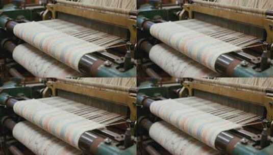传统织布机纺织布料非遗工艺特写视频高清在线视频素材下载