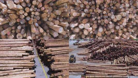 堆放整齐的木材素材高清在线视频素材下载