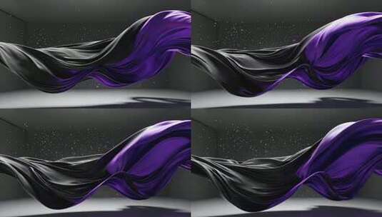 紫色黑色飘动绸带素材高清在线视频素材下载