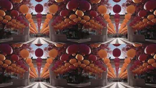 中国传统节日庆典灯笼高挂喜迎新春高清在线视频素材下载