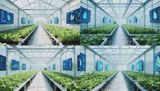 现代农业温室大棚内蔬菜种植高清在线视频素材下载