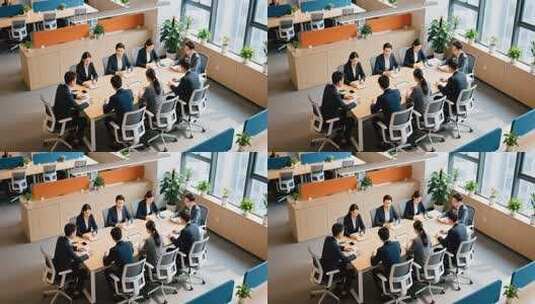 办公室白领团队开会场景高清在线视频素材下载
