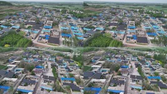 村庄屋顶太阳能设施俯拍高清在线视频素材下载