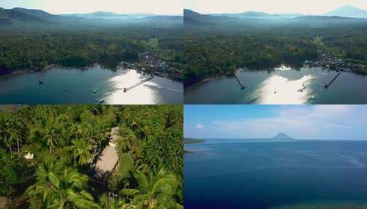 印度尼西亚美娜多海岛城市风光航拍大片高清在线视频素材下载