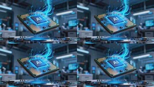 悬浮AI芯片科技画面高清在线视频素材下载