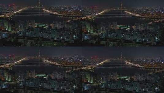 首尔城市灯光夜景航拍高清在线视频素材下载