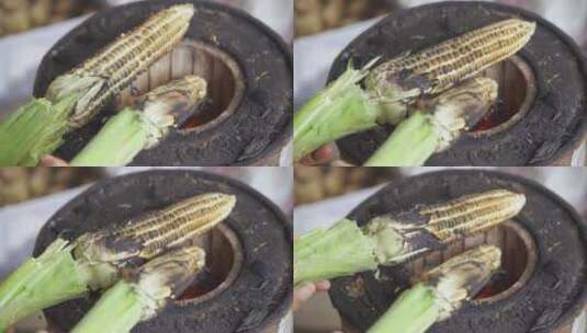农村烤玉米高清在线视频素材下载