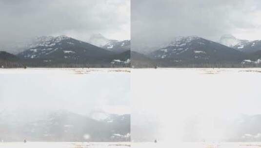 暴风云雪笼罩着黄石山脉高清在线视频素材下载