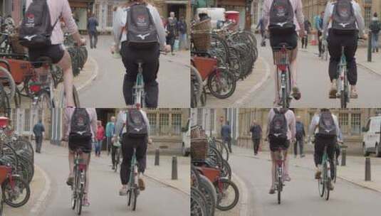 街道上骑自行车的人高清在线视频素材下载