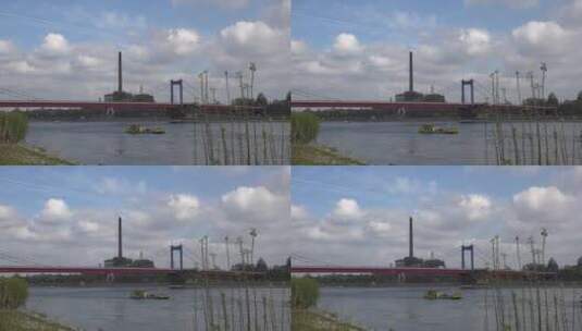 蓝天下的跨河大桥高清在线视频素材下载