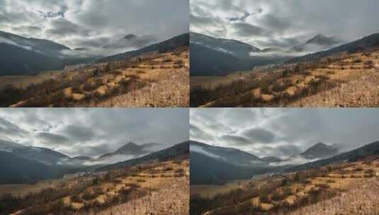 秋季山区景观多云延时高清在线视频素材下载
