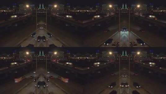 航拍夜晚高速公路景观高清在线视频素材下载