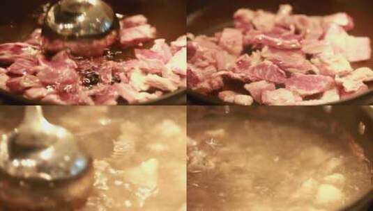 【镜头合集】清水焯牛肉煮牛腩去血沫高清在线视频素材下载
