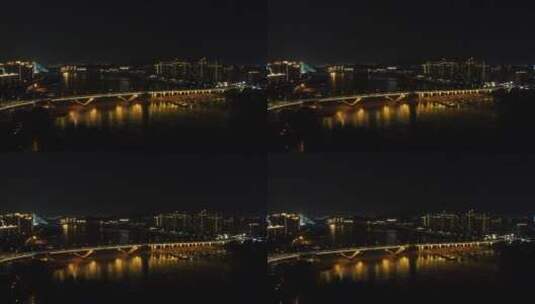 航拍福建福州尤溪大桥夜景灯光高清在线视频素材下载
