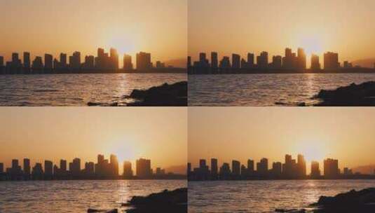 厦门海边日落海滨城市日落延时视频素材高清在线视频素材下载