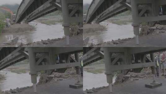 抗洪抢险舟桥官兵打通道路LOG高清在线视频素材下载