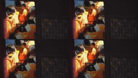 杭州千年古刹灵隐寺僧人上课高清在线视频素材下载