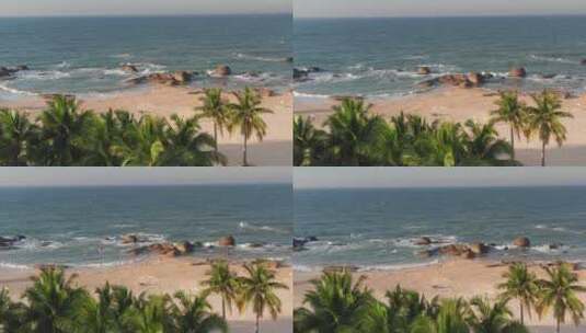 清晨在椰子林沙滩散步休闲浪漫的空镜高清在线视频素材下载