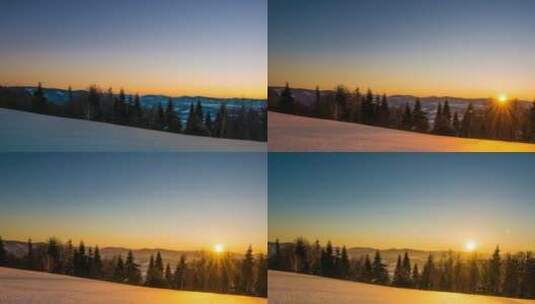 雪山里晴空中灿烂的太阳高清在线视频素材下载