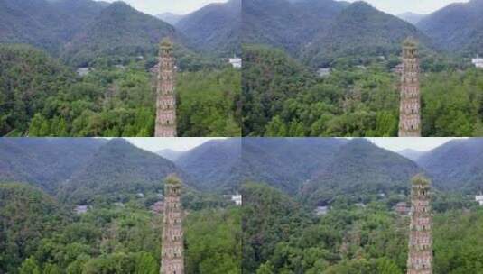 航拍天台著名景点国清风景区寺庙古塔隋塔高清在线视频素材下载