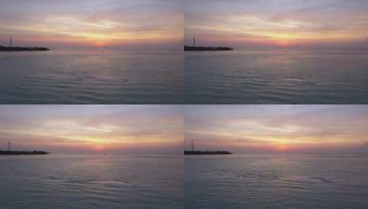 俯瞰日落时风平浪静的海景高清在线视频素材下载