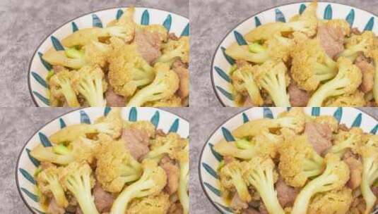 干锅花菜中式菜品高清在线视频素材下载