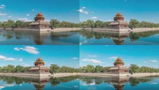 北京故宫博物馆角楼延时风光视频高清在线视频素材下载