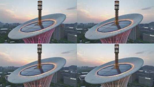 武汉新能源研究院大楼，环绕上升镜头高清在线视频素材下载