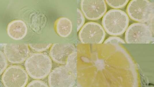 柠檬片 新鲜水果柠檬 柠檬汽水饮料高清在线视频素材下载