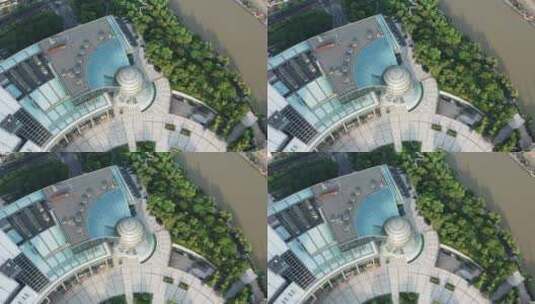 杭州西湖文化广场环球中心航拍高清在线视频素材下载