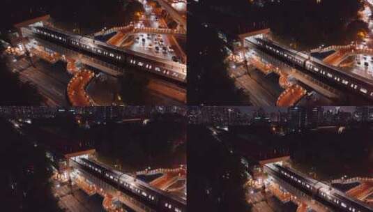 长宁区4号线夜景航拍高清在线视频素材下载