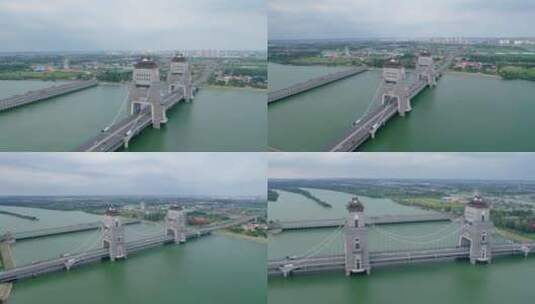 扬州万福大桥4K航拍高清在线视频素材下载