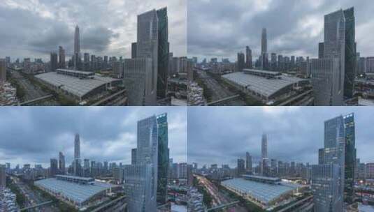 深圳国皇大厦看向平安金融中心延时摄影高清在线视频素材下载