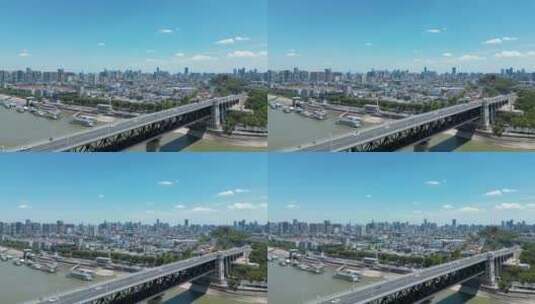 湖北武汉长江大桥4K航拍高清视频高清在线视频素材下载
