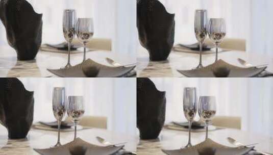餐桌上精致的红酒杯高清在线视频素材下载