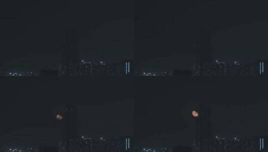 月亮划过城市建筑月亮升起高清在线视频素材下载