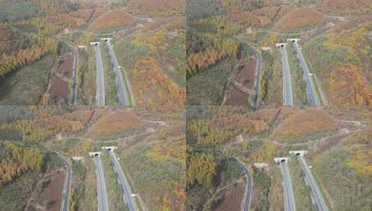 航拍本溪秋天里的鹤大高速公路高清在线视频素材下载