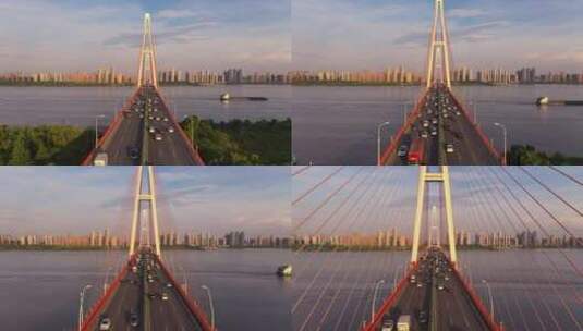 武汉白沙洲长江大桥高清在线视频素材下载