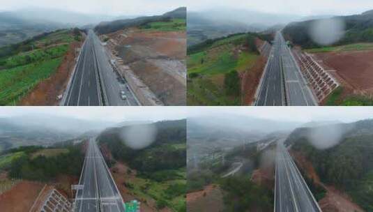 公路建设视频修建施工中的云南山区高速公路高清在线视频素材下载
