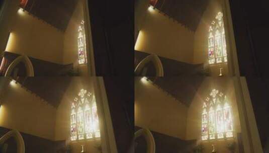 阳光透过教堂的窗户高清在线视频素材下载